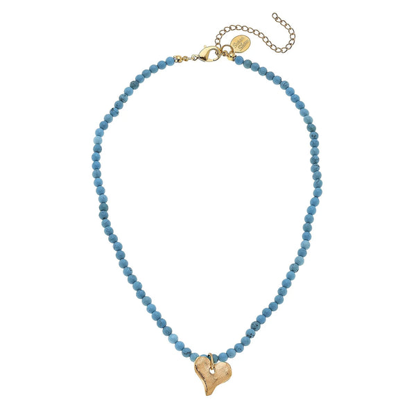 Susan Shaw 3346 Beaded Dainty Necklace with Heart
