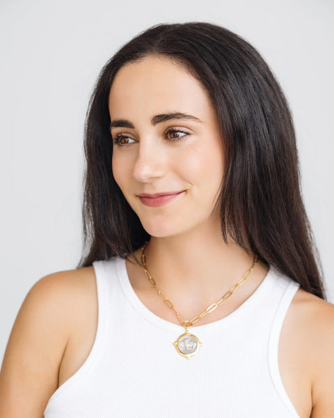 Susan Shaw 3924 Paperclip Chain Necklace with Buffalo Nickel