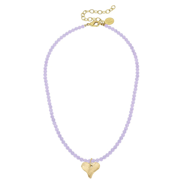 Susan Shaw 3346 Beaded Dainty Necklace with Heart