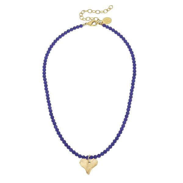 Susan Shaw 3346 Beaded Dainty Necklace with Heart