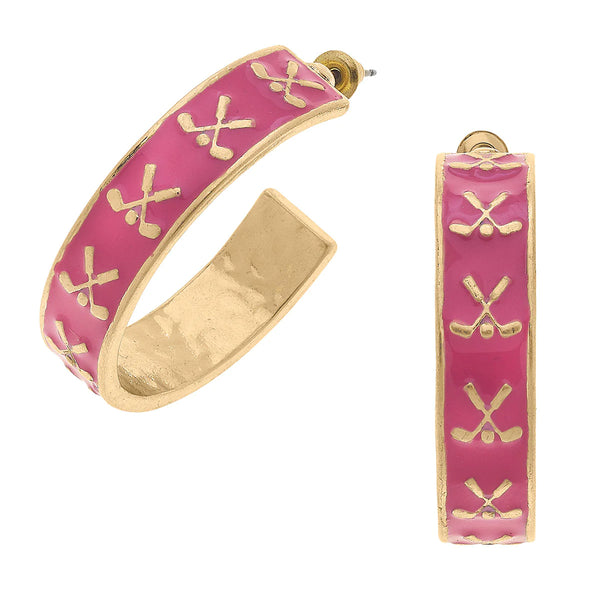 Briar Tennis Raquet Enamel Hoop Earrings