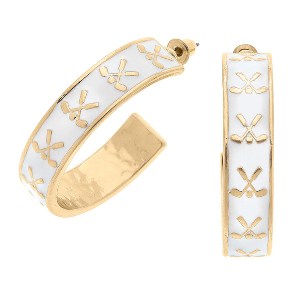 Briar Tennis Raquet Enamel Hoop Earrings