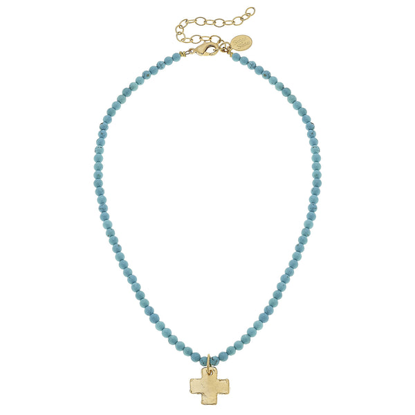 Susan Shaw 3342 Beaded Dainty Necklace with Cross