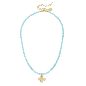 Susan Shaw 3342 Beaded Dainty Necklace with Cross