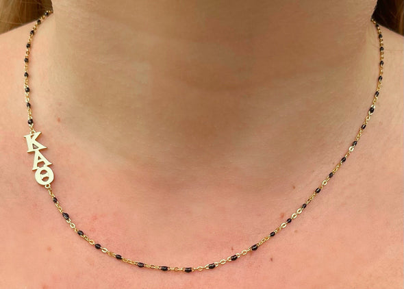 Side Set Enamel Bead Necklace- Kappa Alpha Theta