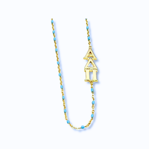 Side Set Enamel Bead Necklace- Alpha Delta Pi