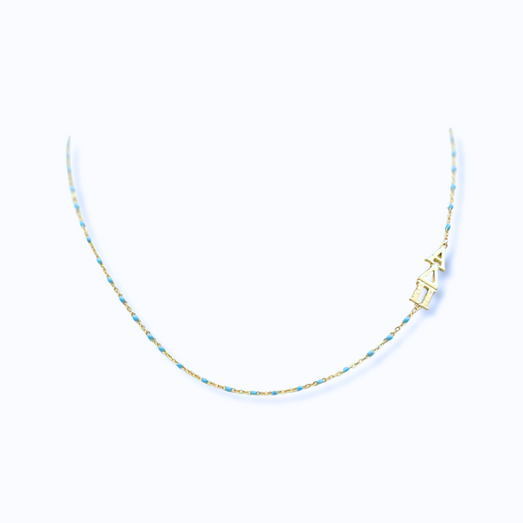 Side Set Enamel Bead Necklace- Alpha Delta Pi