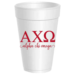 Styrofoam Cups - Letters and Name - Alpha Chi Omega