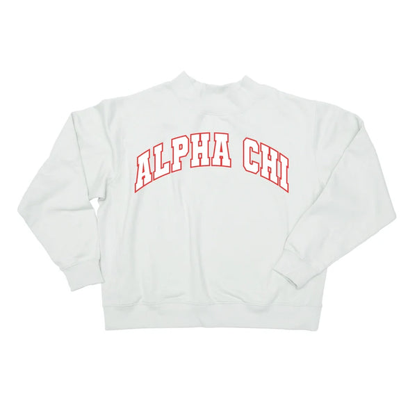 Mock Neck Twill Sweatshirt- Alpha Chi Omega