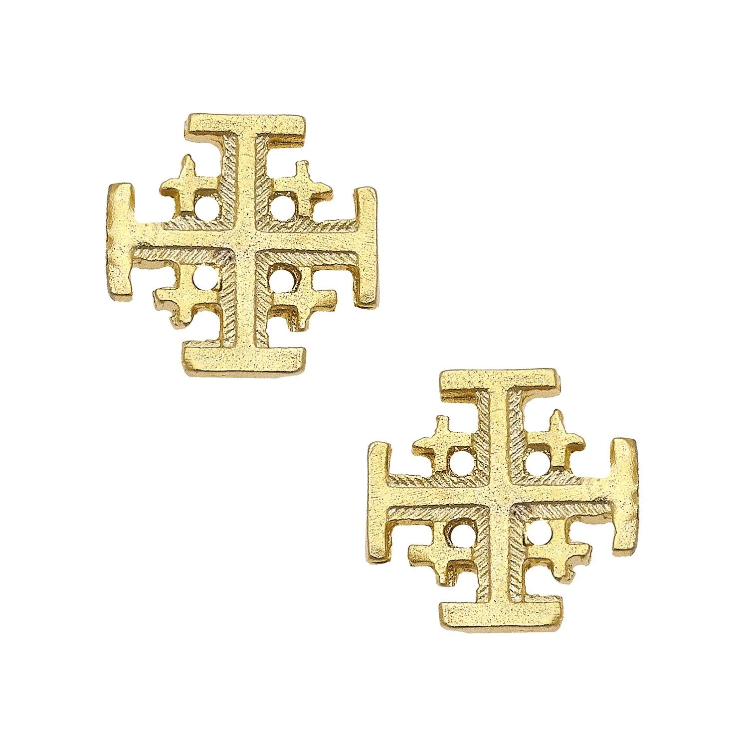 Susan Shaw 1756 Gold Petite Jerusalem Cross Earring