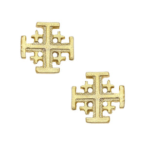 Susan Shaw 1756 Gold Petite Jerusalem Cross Earring