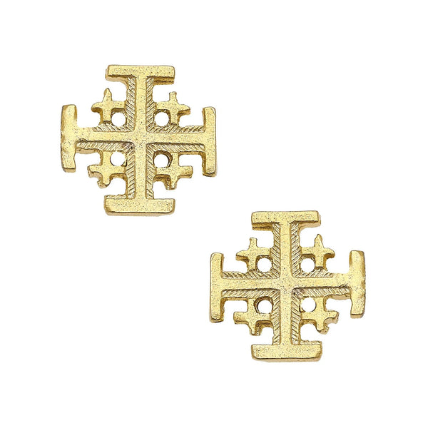 Susan Shaw 1756 Gold Petite Jerusalem Cross Earring
