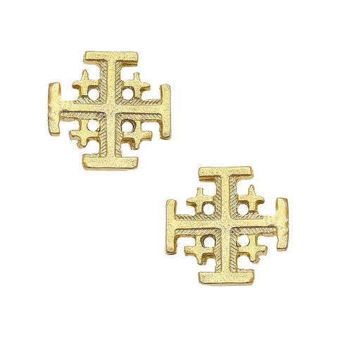 Susan Shaw 1756 Gold Petite Jerusalem Cross Earring