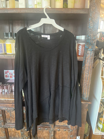 Black long sleeve uneven hem