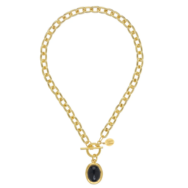Susan Shaw 3180 Oval and Black Onyx Toggle Necklace