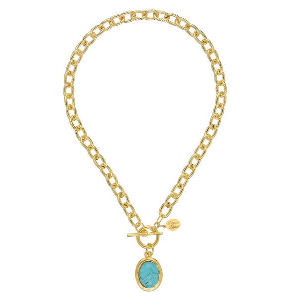 Susan Shaw 3180 Oval and Turquoise Toggle Necklace