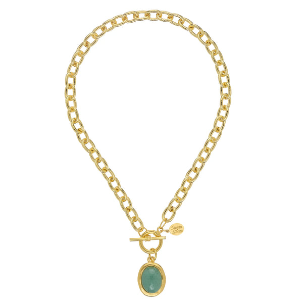 Susan Shaw 3180 Oval Jade Toggle Necklace