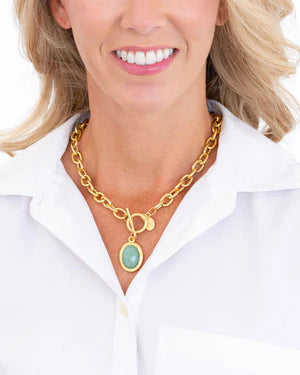 Susan Shaw 3180 Oval Jade Toggle Necklace