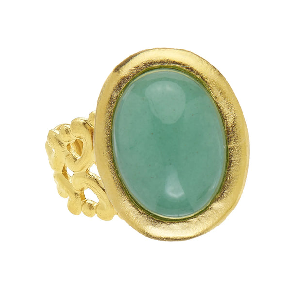Susan Shaw 9180 Gold & Jade Caroline Oval Ring