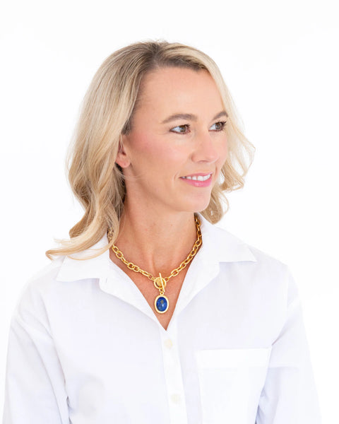 Susan Shaw 3180 Oval Blue Lapis Toggle Necklace