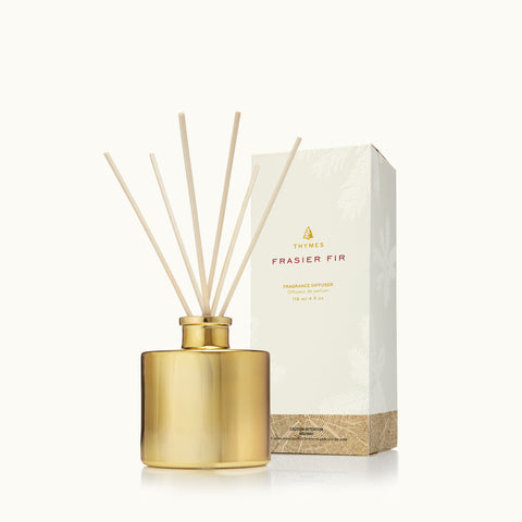 Thymes Frasier Fir Petite Reed Diffuser, Guilded Gold Design