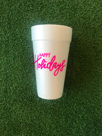 Styrofoam Cups - Happy Holidays