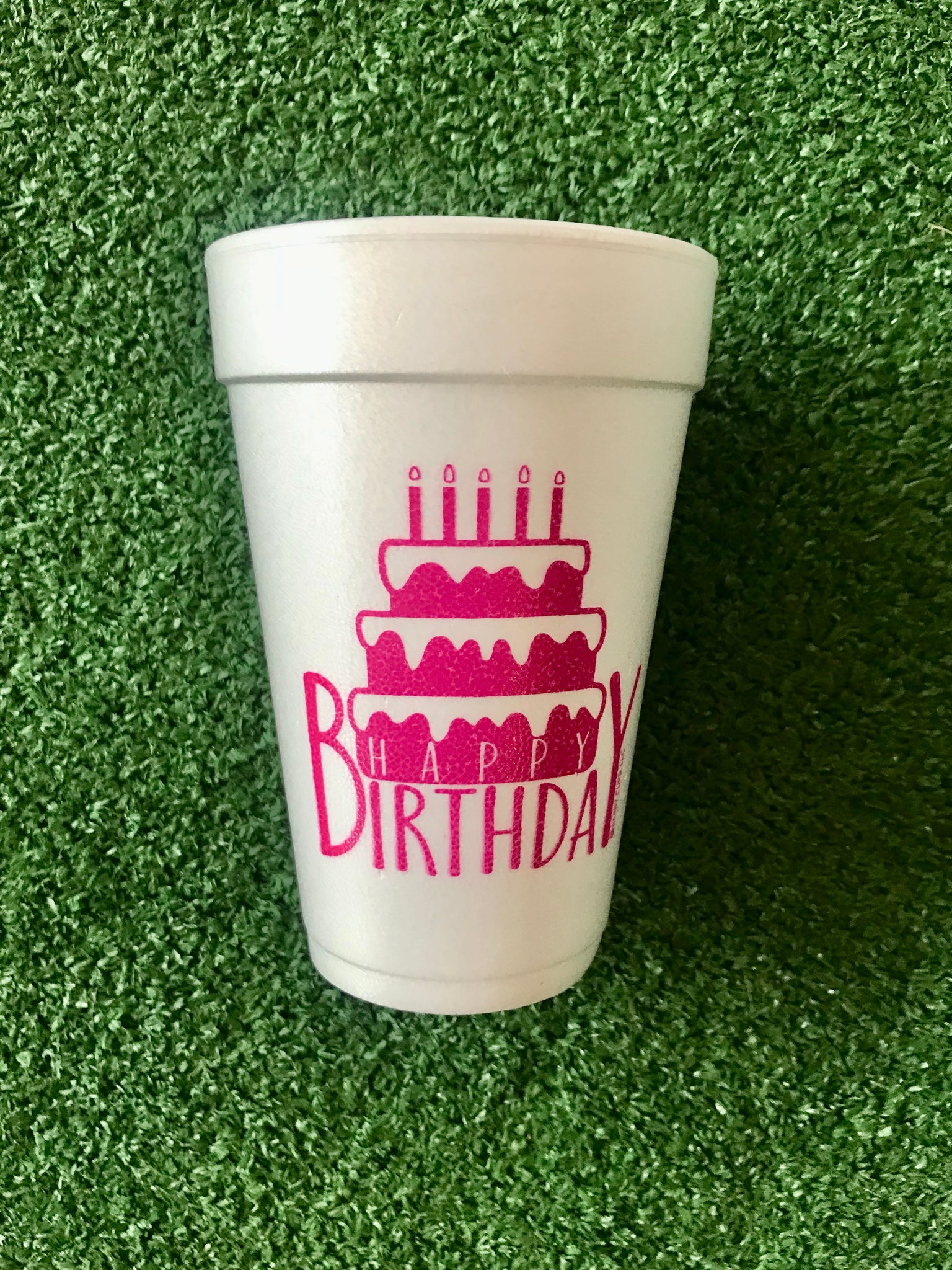 Styrofoam Happy Birthday Cake Cups