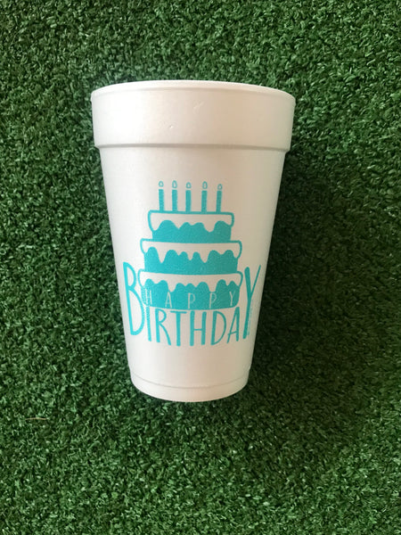 Styrofoam Happy Birthday Cake Cups