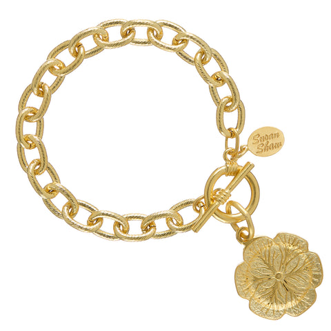 Susan Shaw 2260 Cabbage Plate Gold Toggle Bracelet