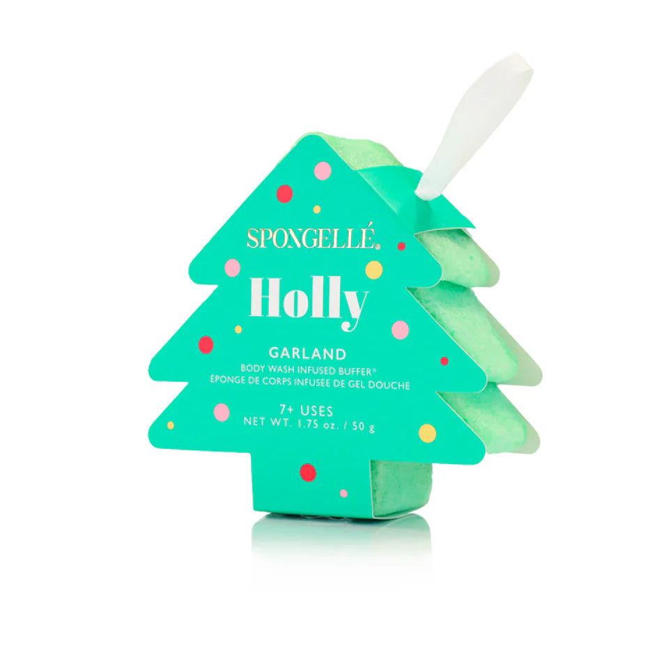 Spongelle Holiday Tree Body Wash Infused Buffer - Holly - Garland