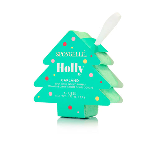 Spongelle Holiday Tree Body Wash Infused Buffer - Holly - Garland