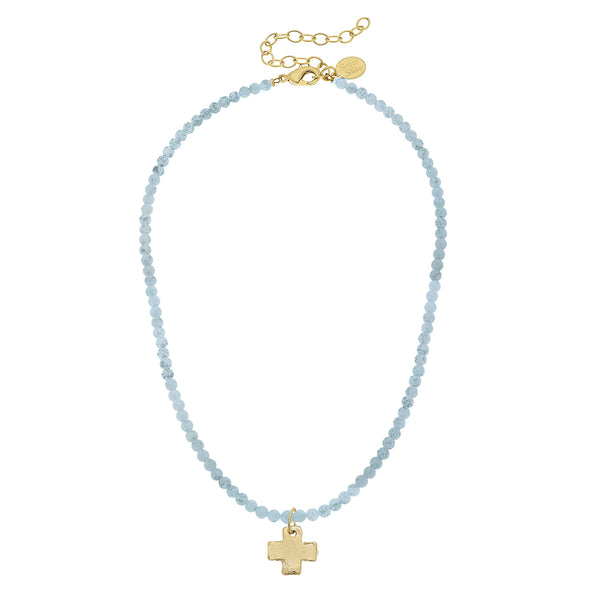 Susan Shaw 3342 Beaded Dainty Necklace with Cross