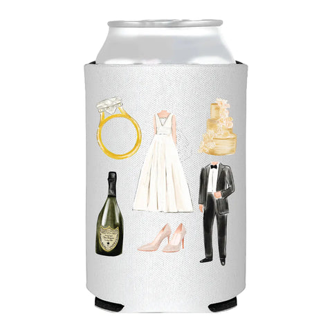Wedding Icons Collage Can Cooler