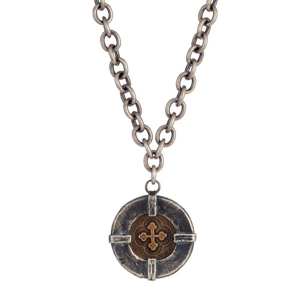 BOLD STERLING & BRONZE FORTUNE COIN NECKLACE