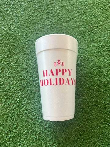 Happy Holidays 20oz styrofoam