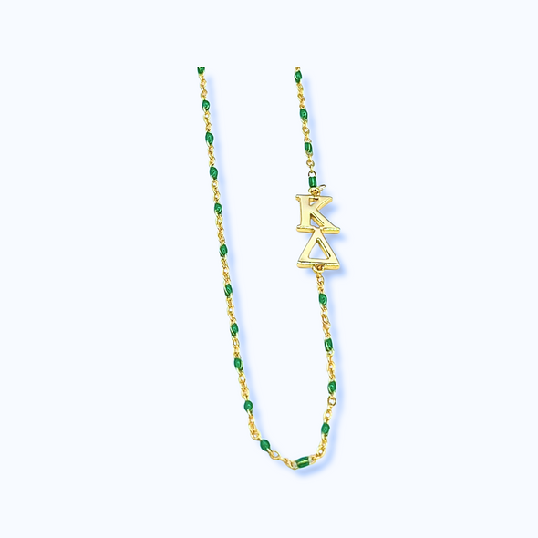 Side Set Enamel Bead Necklace- Kappa Delta