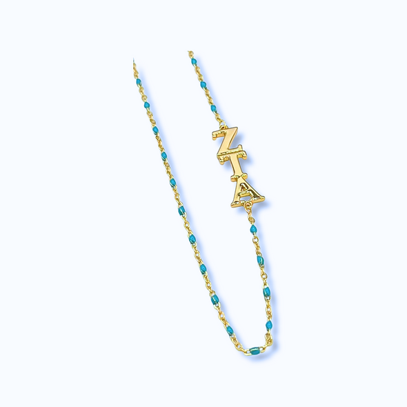 Side Set Enamel Bead Necklace- Zeta Tau Alpha