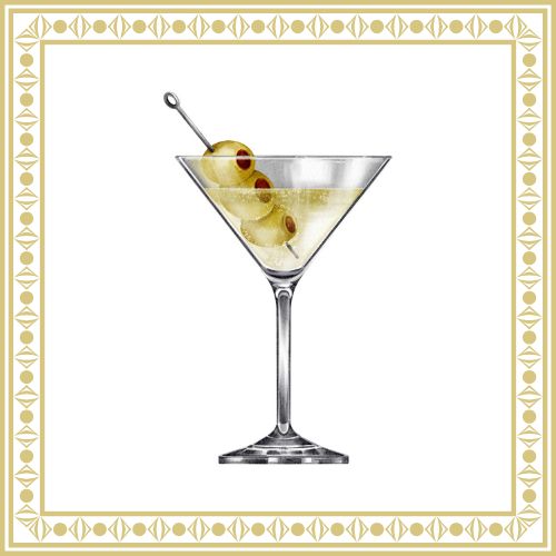 Linen-Feel Cocktail Napkins- Martini