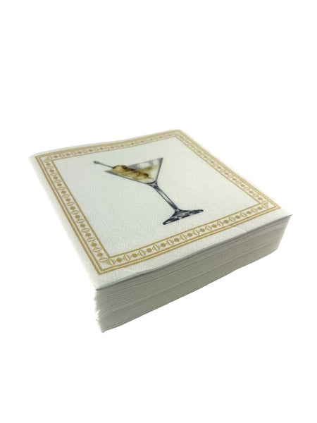 Linen-Feel Cocktail Napkins- Martini