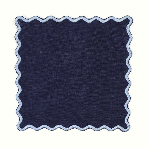 Square Linen Cocktail Napkins- Navy