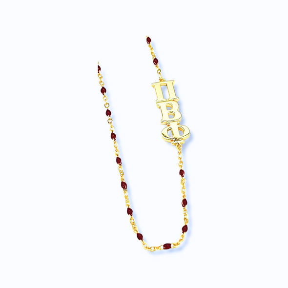 Side Set Enamel Bead Necklace- Pi Beta Phi