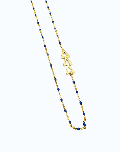 Side Set Enamel Bead Necklace- Delta Delta Delta