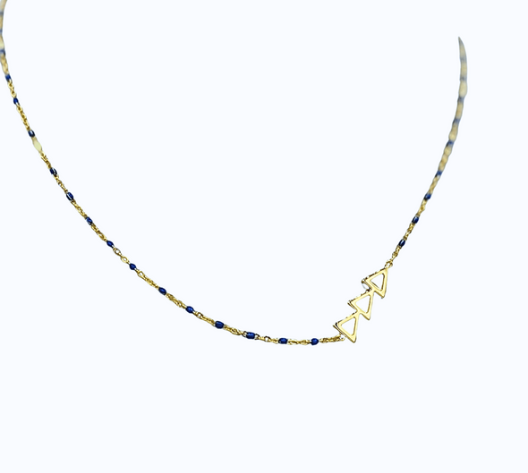 Side Set Enamel Bead Necklace- Delta Delta Delta