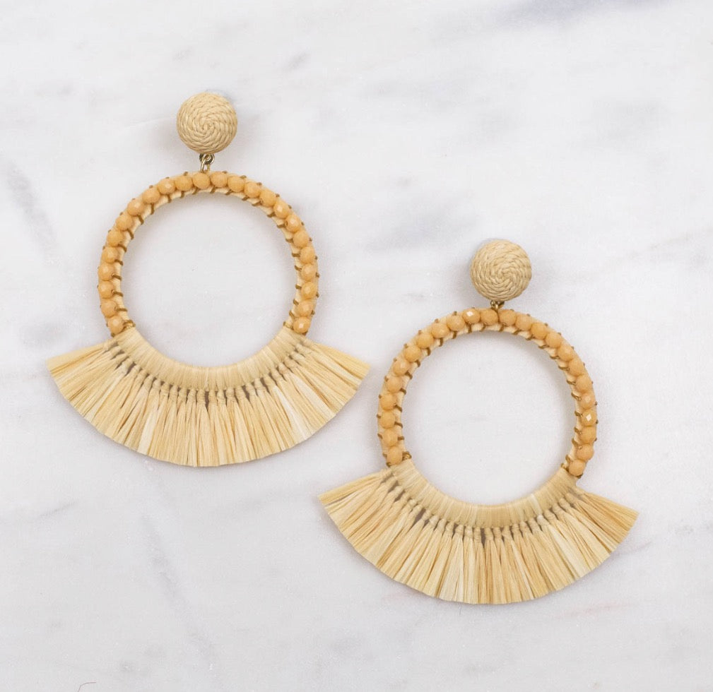 Sunrise Raffia earrings in Natural