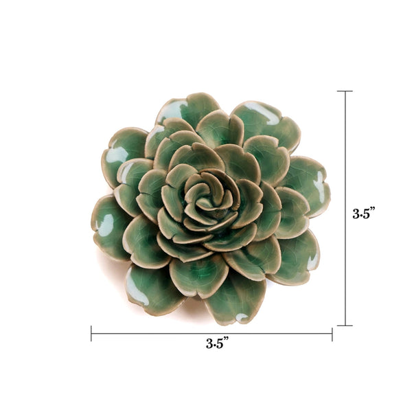 Ceramic Flower- Jungle Green Tea Rose