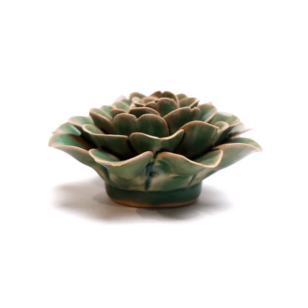 Ceramic Flower- Jungle Green Tea Rose