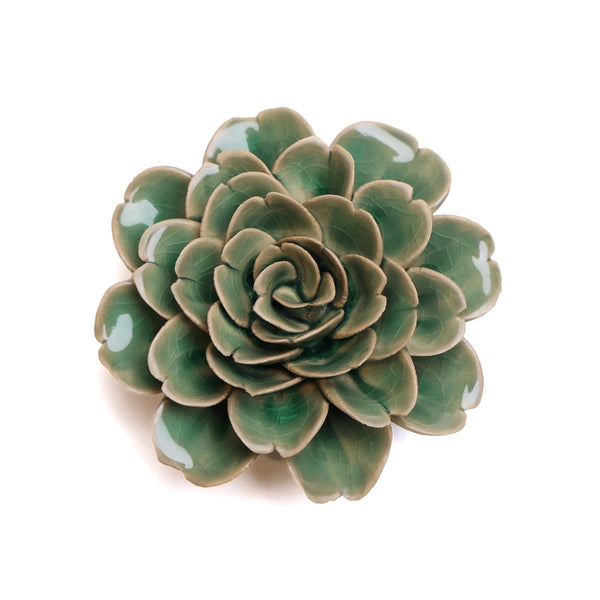 Ceramic Flower- Jungle Green Tea Rose