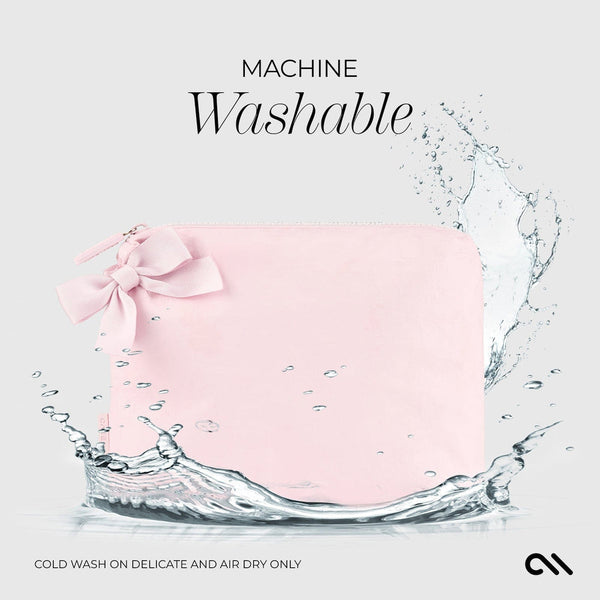 Waterproof Zip Pouch- Ballet Pink Bow