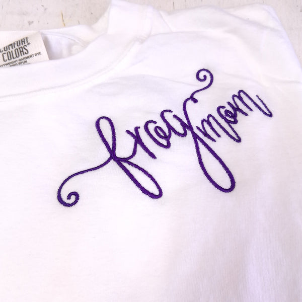 Script Monogram Tshirt- Frog Mom