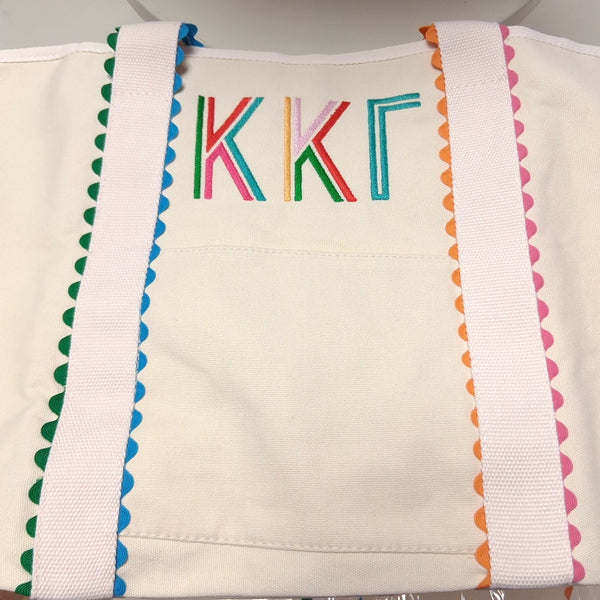 Scalloped Embroidered Tote Bag- Kappa Kappa Gamma